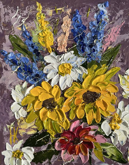 Daisy Sunflowers Texas Bluebonnet Chamomile " Beautiful Flowers" by Halyna Kirichenko