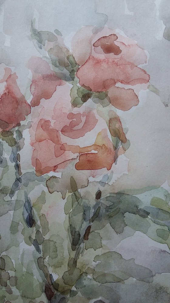 Bouquet of roses. Original watercolour painting.