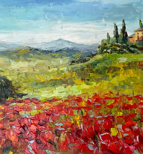 "Poppies of Tuscany.Sunny day." by Mariia Hyhar