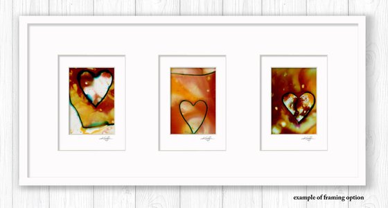 Heart Collection 17 - 3 Small Matted paintings by Kathy Morton Stanion