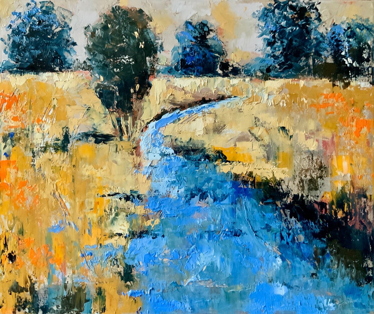 Impressionistic Landscape Oil Painting By Alexandra Jagoda (Ovcharenko), 24 X 20, River Of Memories, Original Artwork