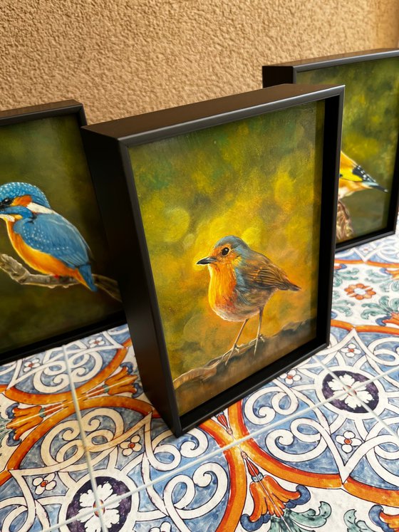 Oil Bird Triptych - Custom Commission
