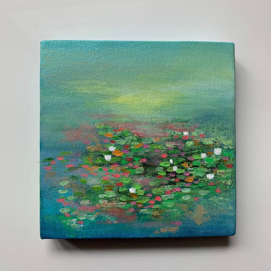 Peaceful Pond ! Small Painting!!  Ready to hang