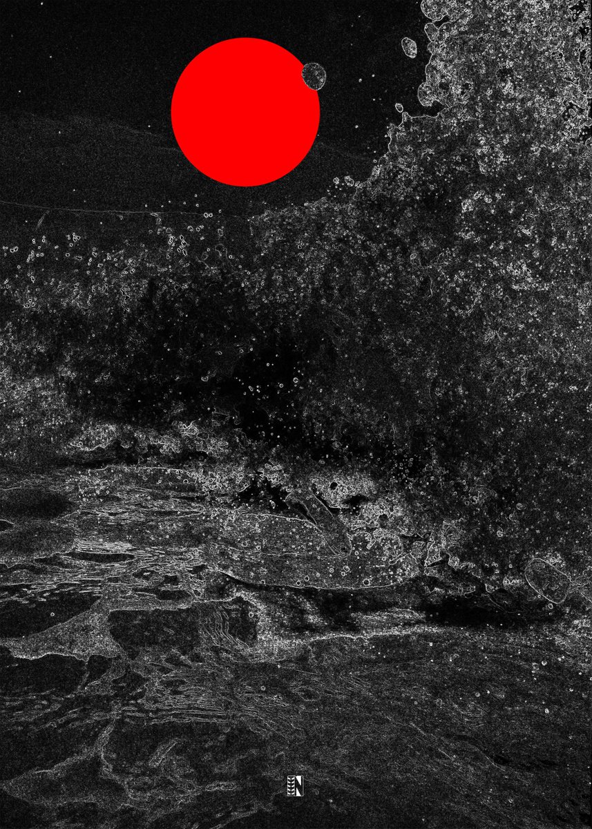 Graphic Landscape Giclee Print By Mattia Paoli, 20 X 28", Jap No.32 - Onda Sul Mare, Original Artwork