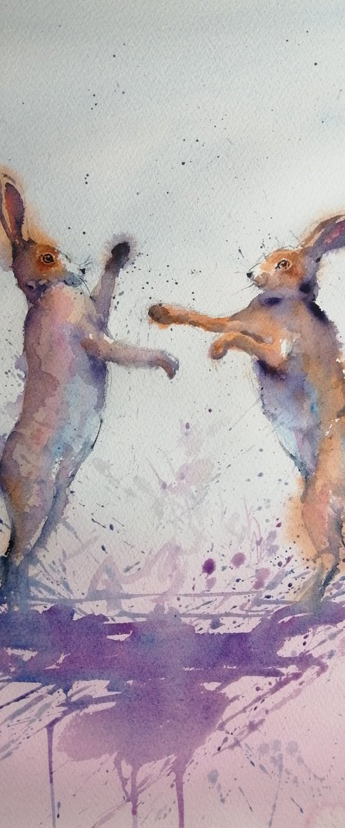 fighting hares by Giorgio Gosti