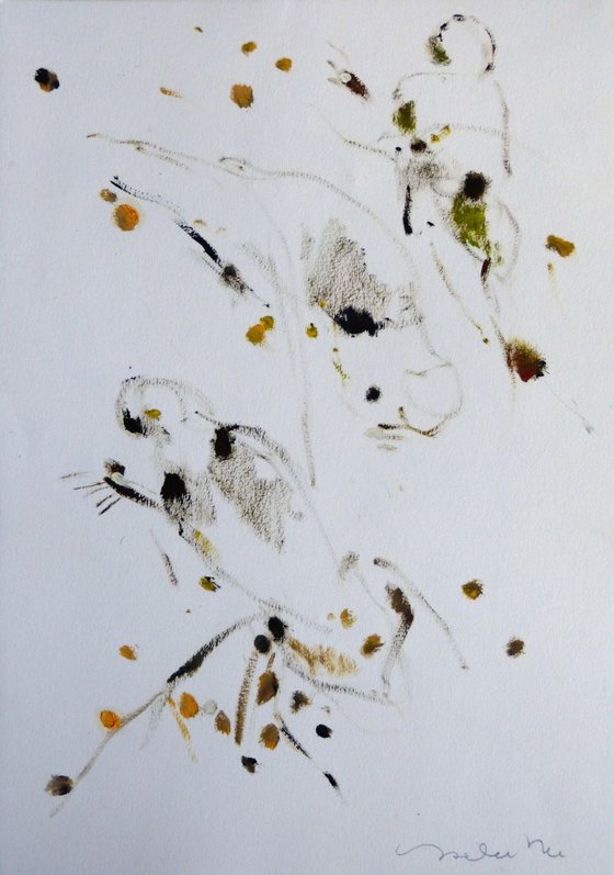 Singing Birds, oil on paper 29x41 cm