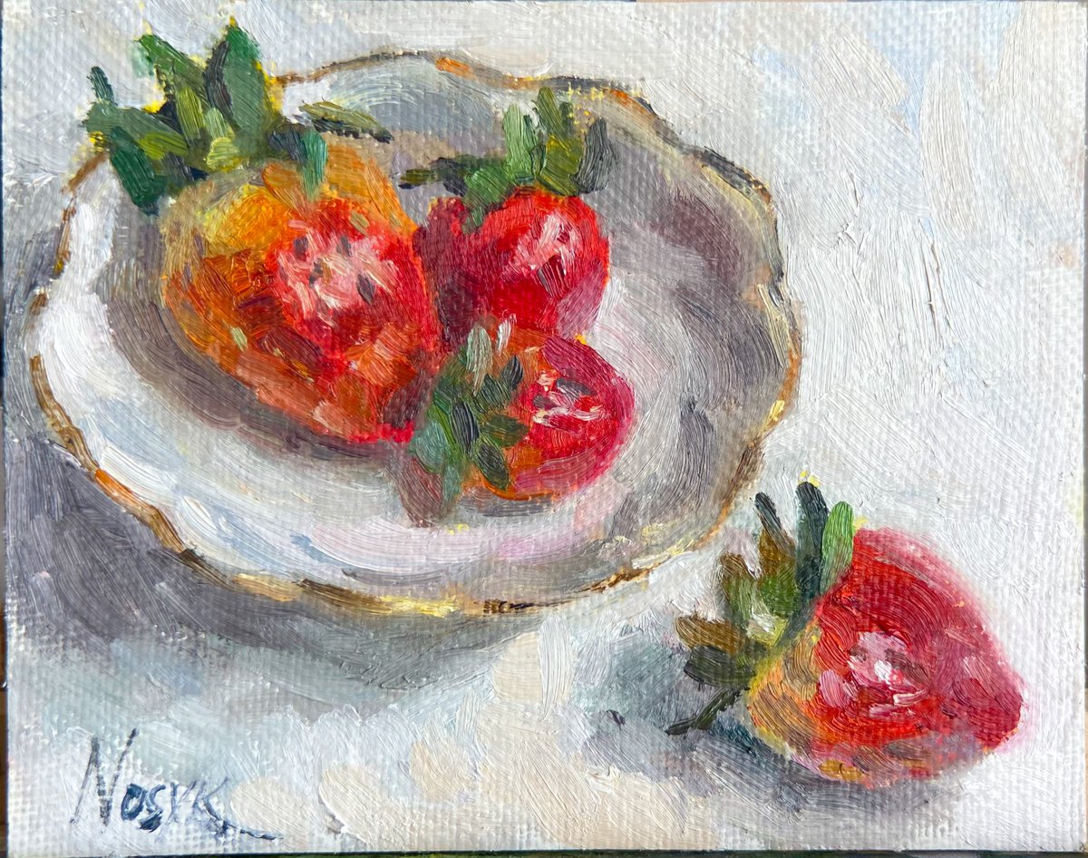 Strawberry| Original oil etude by Nataliia Nosyk