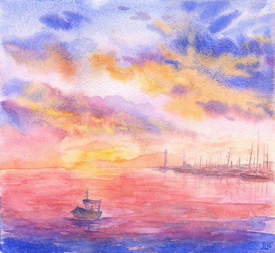 Sunset in the sea