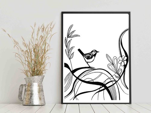 Chickadee bird in the garden 3 by Olha Gitman