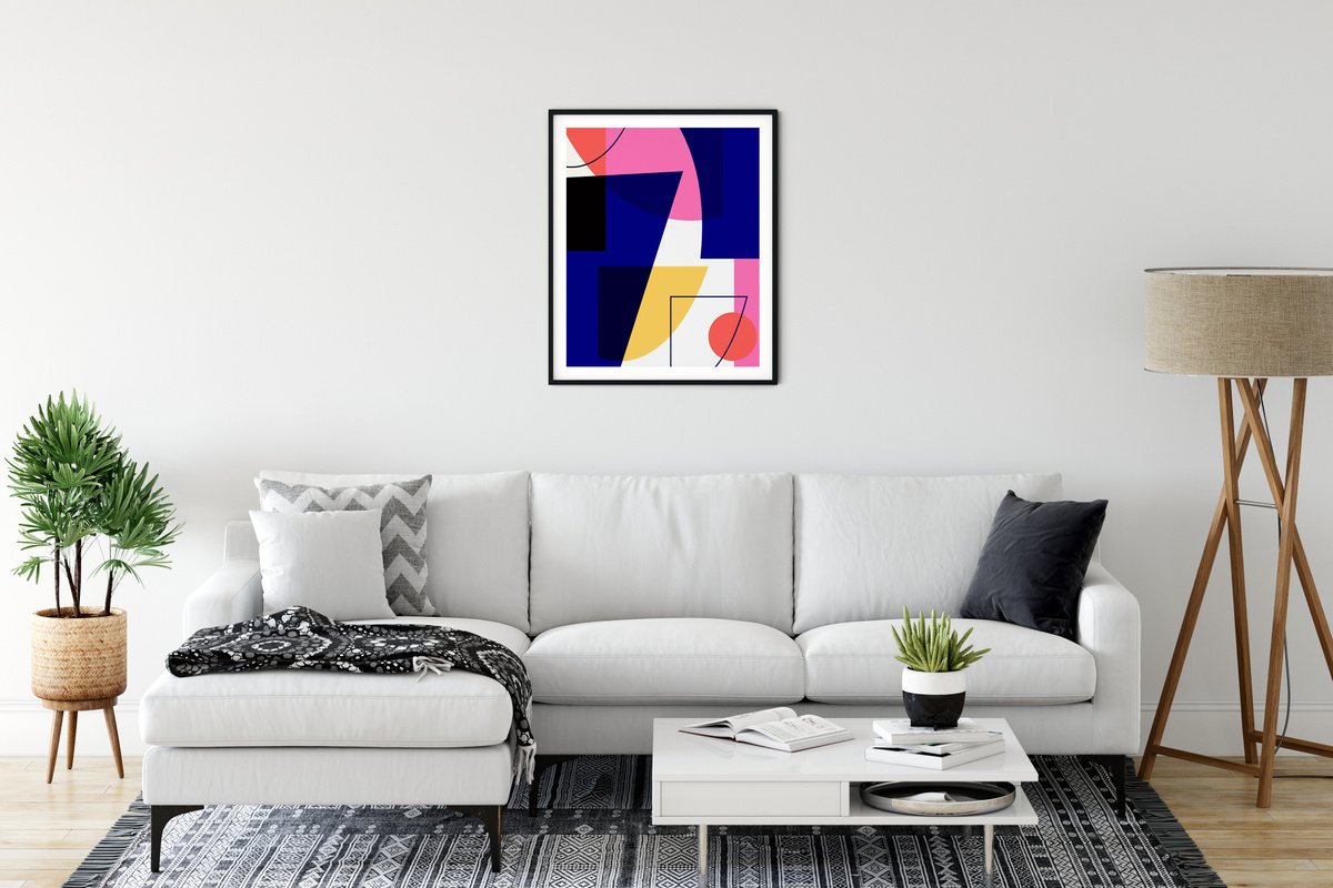Geometric Abstract Giclee Print By James Bassett, 19 X 23, Study, Original Artwork