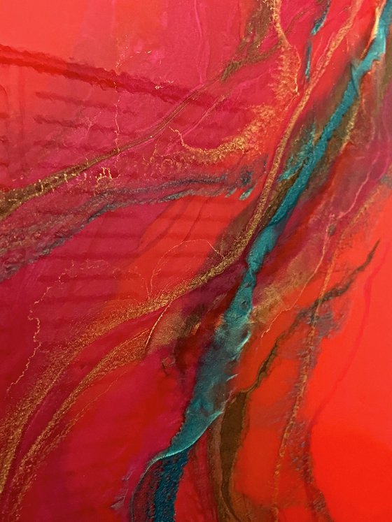 I love You's red abstract painting