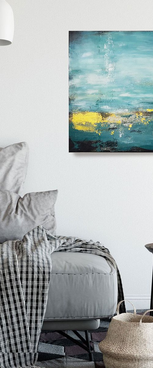 'OCEAN COLORS' | Abstract colorfield - Turquoise and Gold by Stefanie Rogge