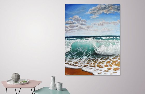 Sea foam original oil painting