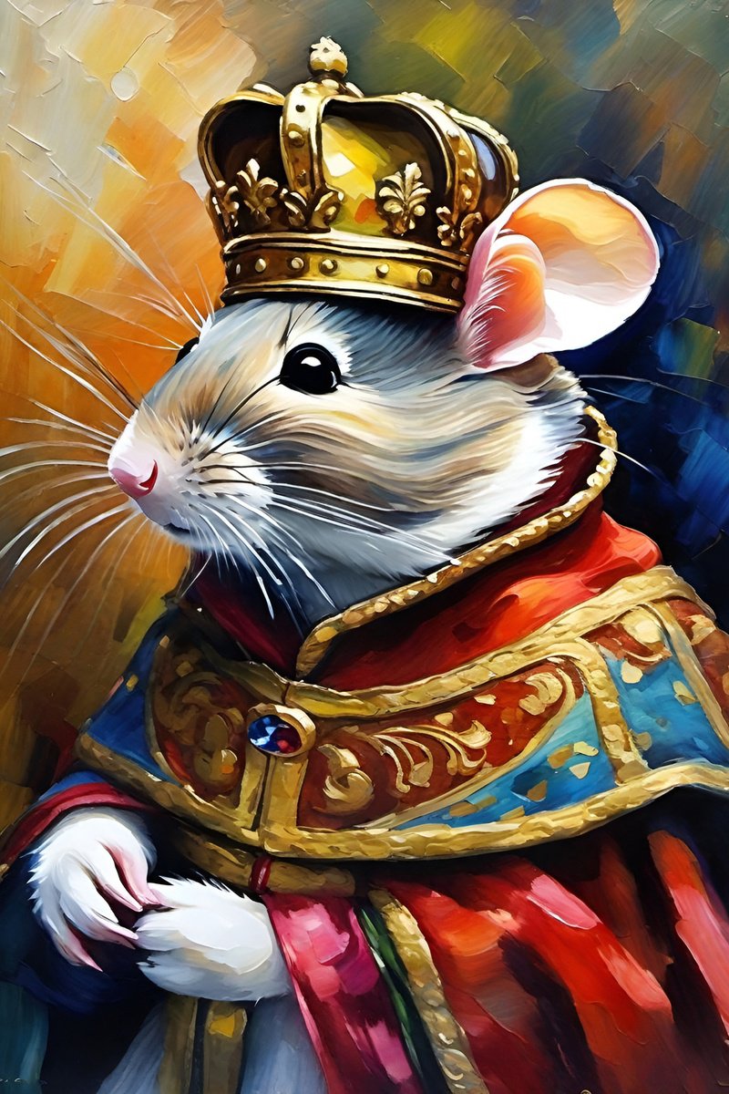 Urban And Pop Animal Giclee Print By Misty Lady - M. Nierobisz, 12 X 17", Royal Majesty The Mouse, Original Artwork