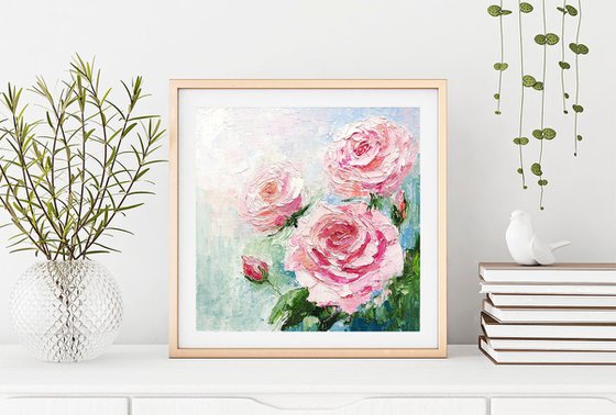 Pink Roses Painting Floral Art