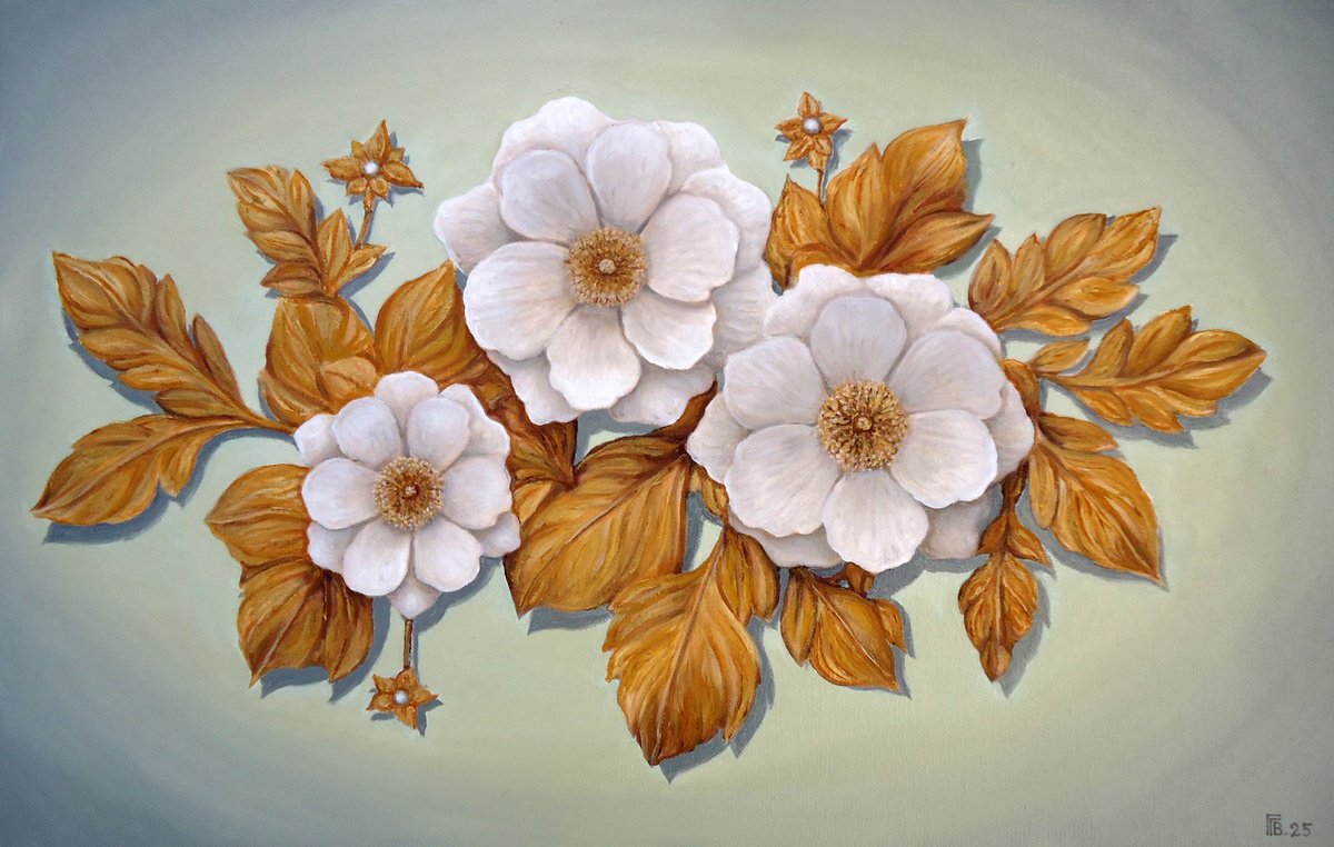 Photorealistic Botanical Oil Painting By Grigor Velev, 24 X 15, Grace In Bloom, Original Artwork