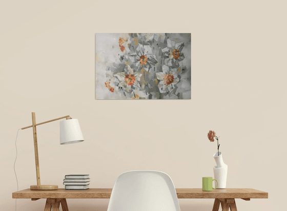 Spring daffodils. one of a kind, handmade artwork, original painting.