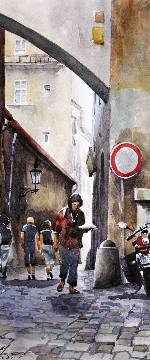 Old Prague street by Volodymyr Melnychuk