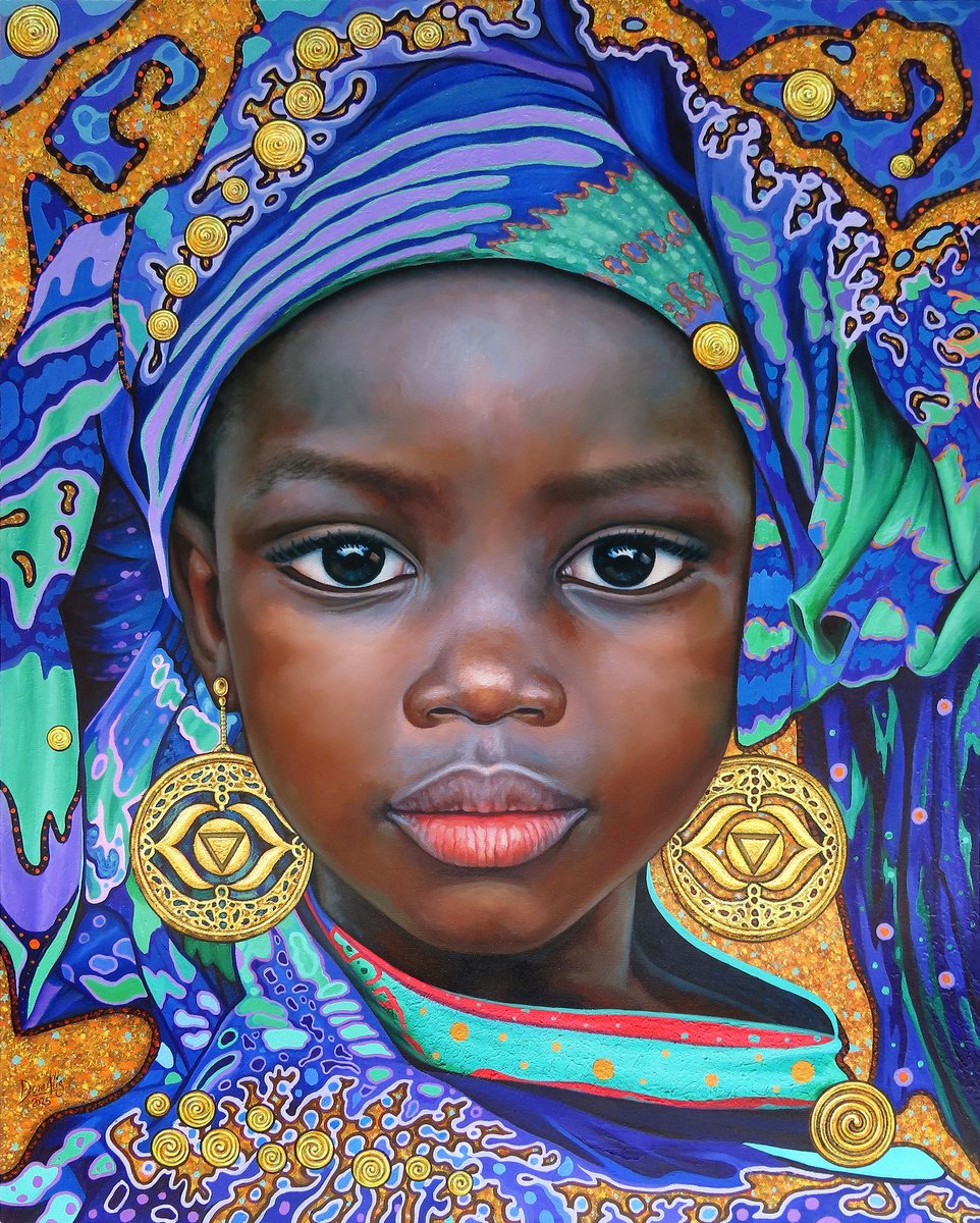 Expressive Portrait Painting By Dora Alis Mera Velasco, 31 X 39, Colors Of Innocence 9, Original Artwork