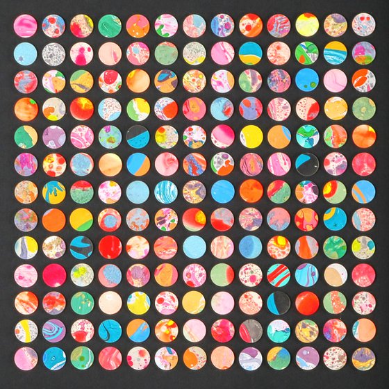 169 marble dots 3D geometric collage painting