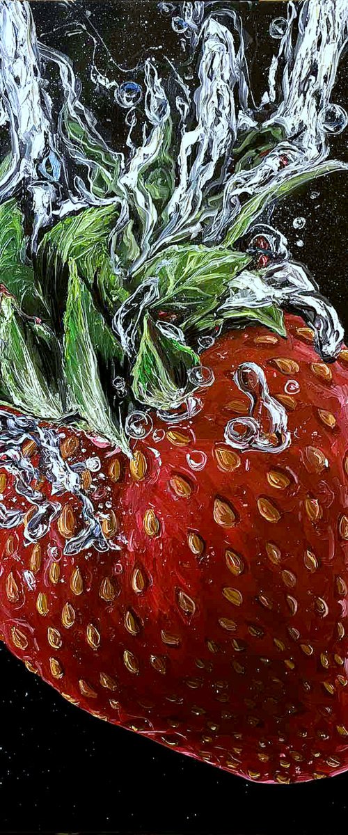 Strawberry underwater by Elena Adele Dmitrenko