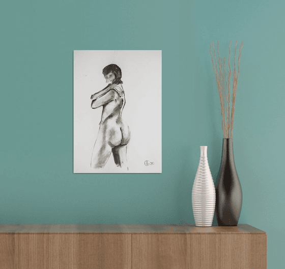 Nude in charcoal. 9. Black and white minimalistic female girl beauty body positive