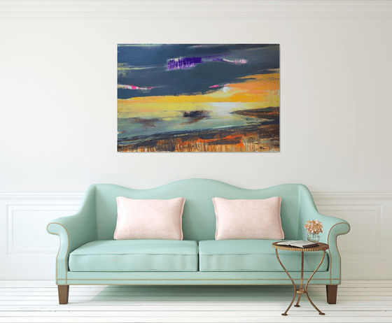 XL Big seascape - "Bright sky" - Expressionism - Minimalism - Sea - Ocean - Sunset