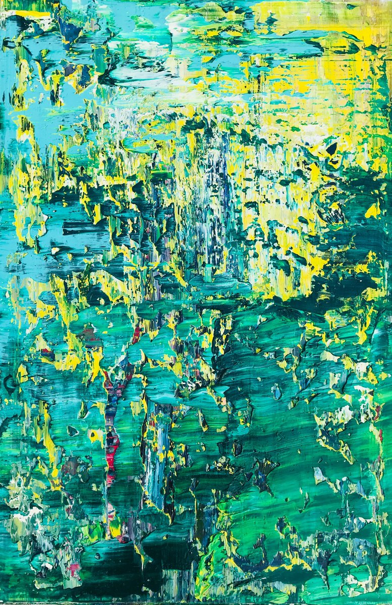 Abstract Botanical Oil Painting By Svitlana Andriichenko, 16 X 24", Buttercup Pungent. A39, Original Artwork