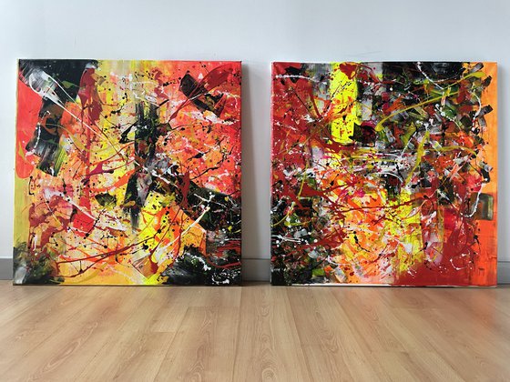 Diptych-Fire in the Dark