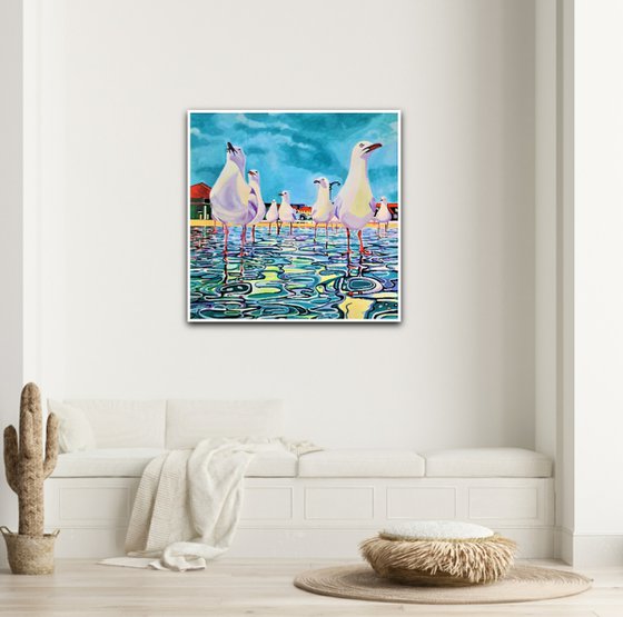 At the beach / 80 x 80  x 0.1 cm