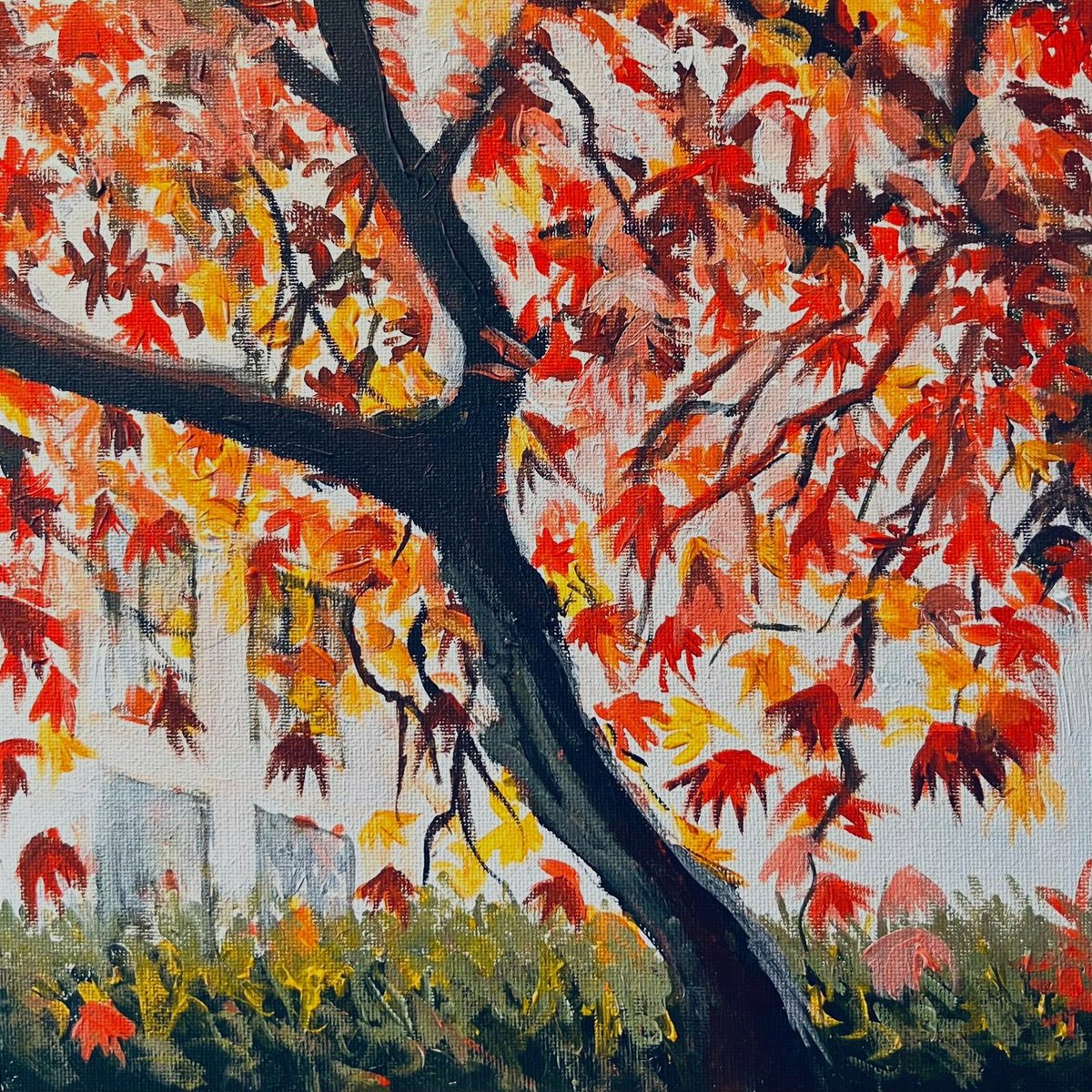  Red Autumn By Shabs Beigh, 18 X 18, Artwork For Sale On Artfinder