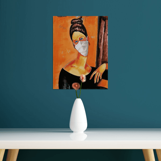 Modigliani's girl in white mask