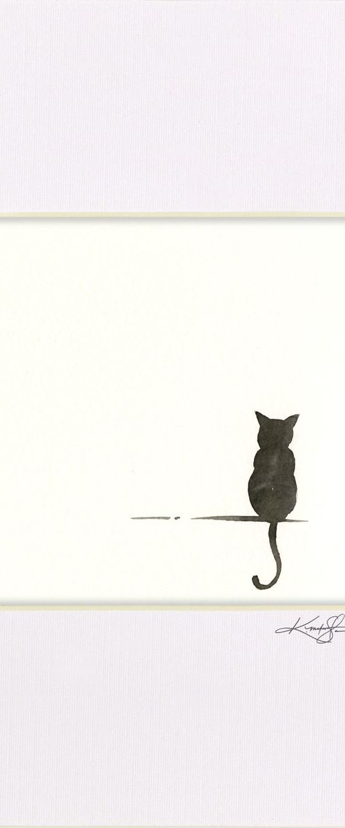 I Love Cats 9 - Cat Sitting Minimalist Watercolor by Kathy Morton Stanion by Kathy Morton Stanion