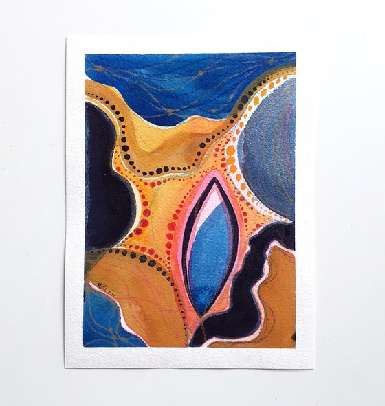 The Carnival Collection - 'Routes' Original Abstract Watercolour Painting 6" x 8" by Black Artist Stacey-Ann Cole
