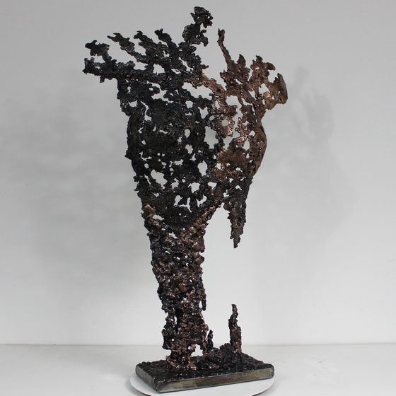 Belisama Helder - Metal sculpture woman bust steel bronze lace