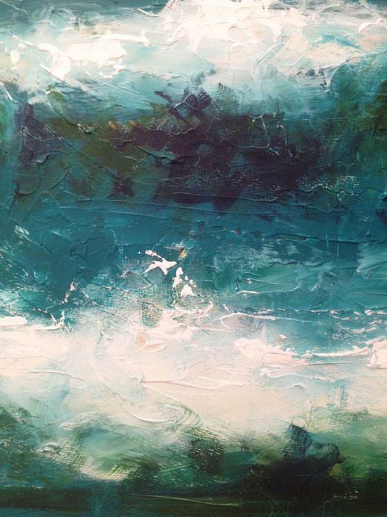 Wild sea - original painting oil on wood- 50 x 50 cm (20' x 20')