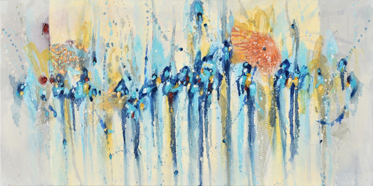 Abstract art - Dance of Serenity - 12 x 24 IN / 30 x 61 CM - Abstract Painting, Ready to H... by Cynthia Ligeros Abstract Artist