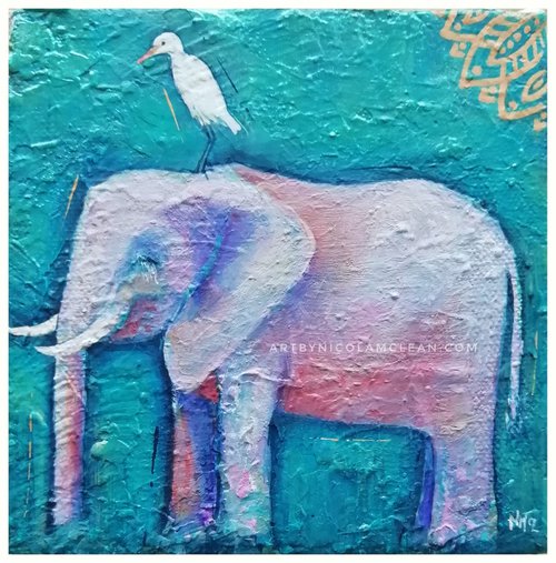 Symbiosis - The elephant and the egret by Nicola McLean