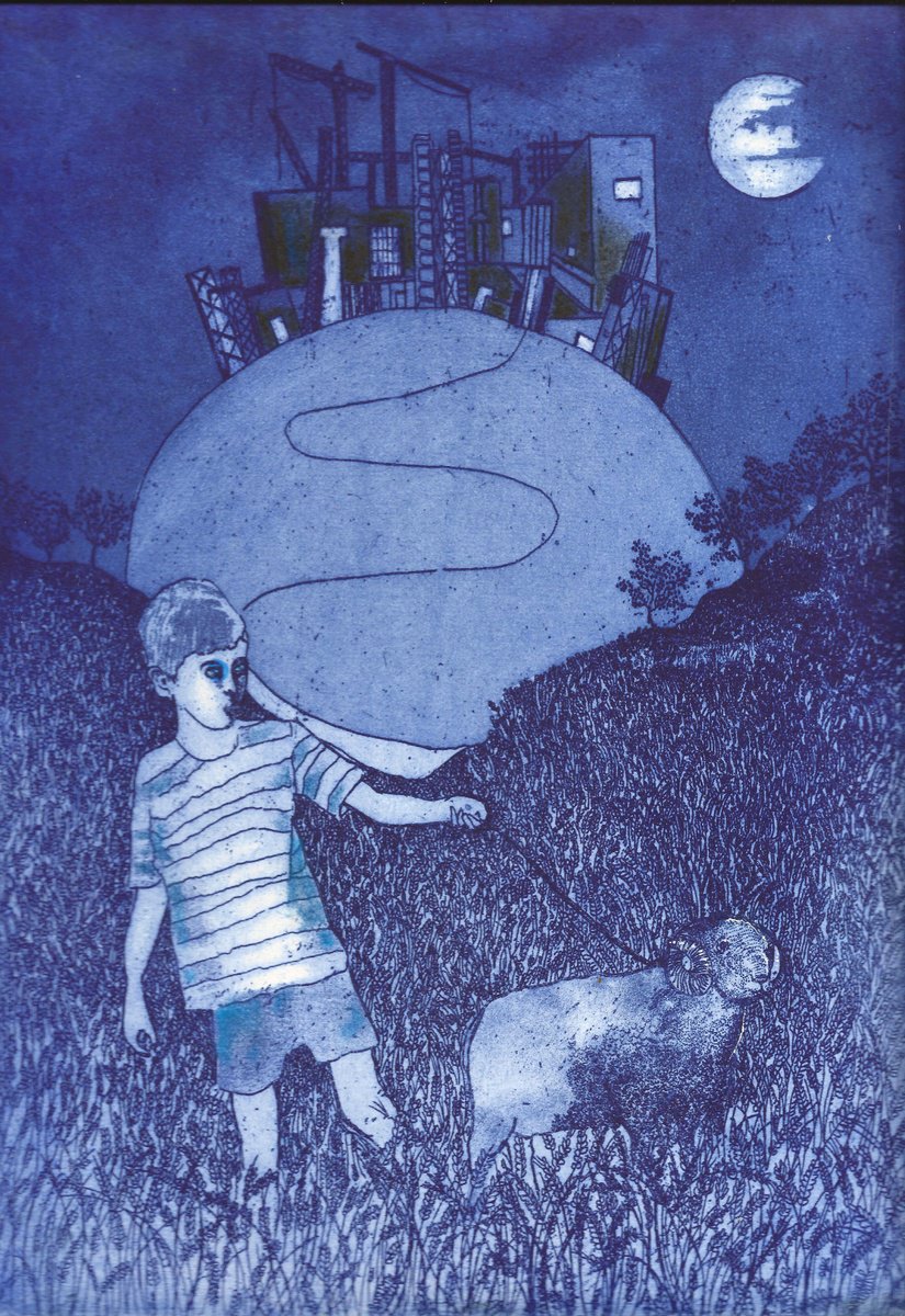 Illustrative Portrait Etchings & Engravings By Jane Daniell, 9 X 12, Escape To The Country, Original Artwork