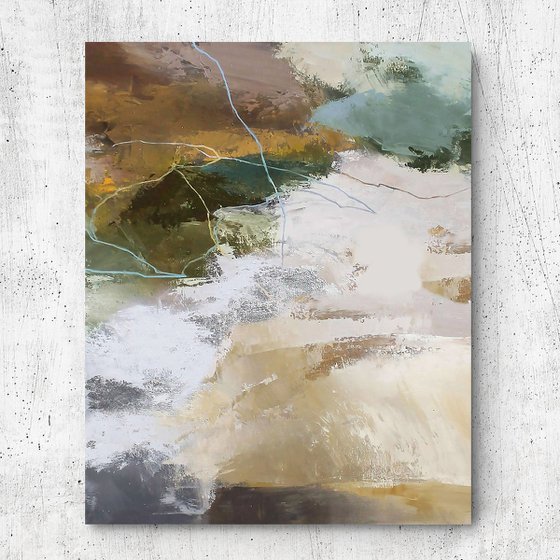 "Green Glory 3" Green green gray brown art