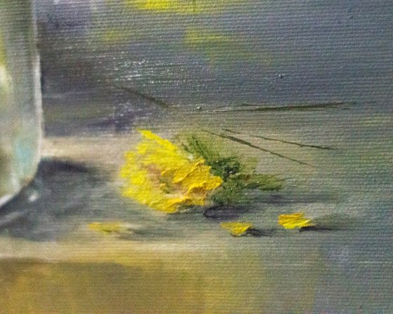 ''SUNNY DANDELIONS''.  Wild flowers. Original oil painting