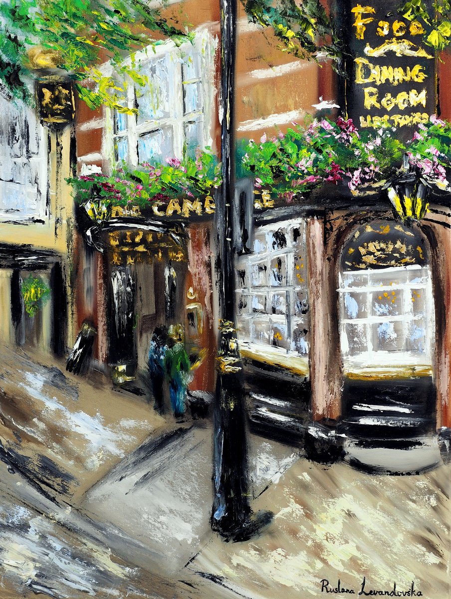 Impressionistic Cityscapes Oil Painting By Ruslana Levandovska, 18 X 24", The Cambridge, London, Original Artwork