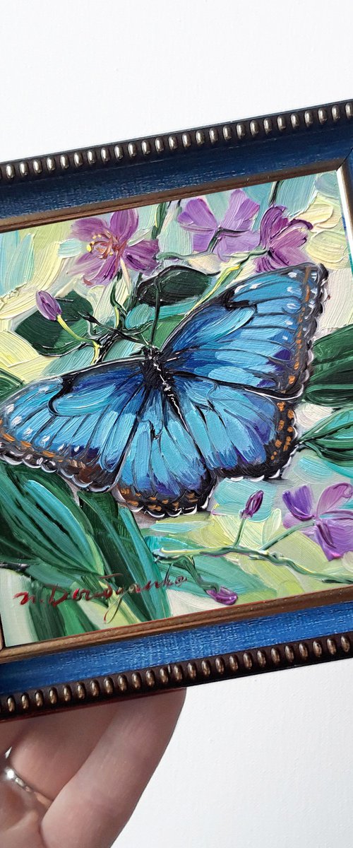Butterfly Blue Morpho by Nataly Derevyanko