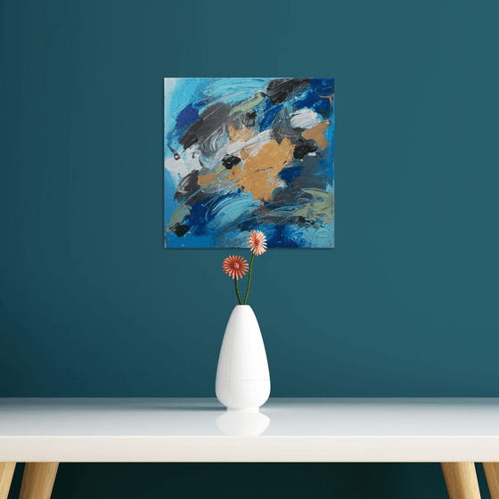 Blue thunder-Abstract Acrylic Painting on Canvas-Small Abstract Painting