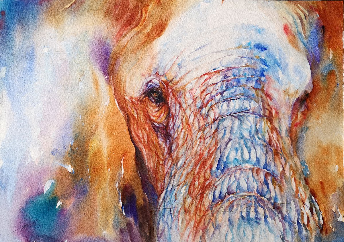 Impressionistic Animal Watercolour By Arti Chauhan, 14 X 10, Blue Burt, Original Artwork