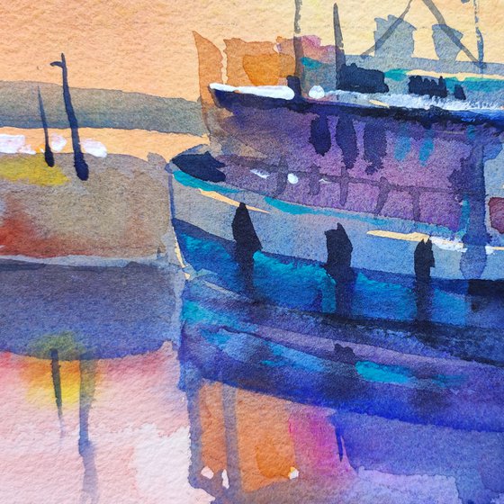 Sunset on the Lake — Watercolor Painting