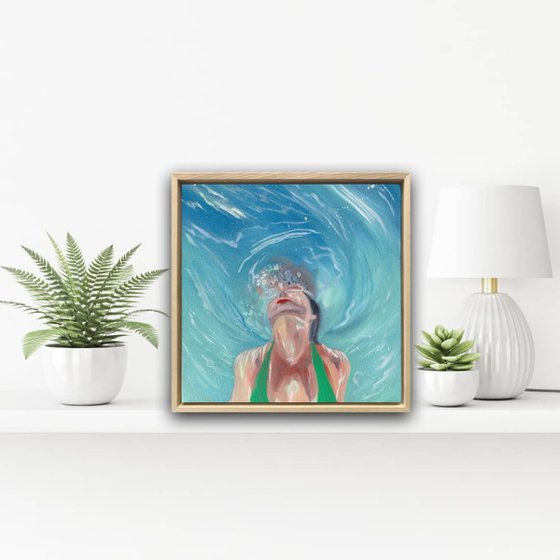Tropical Vibes - swimming girl abstract