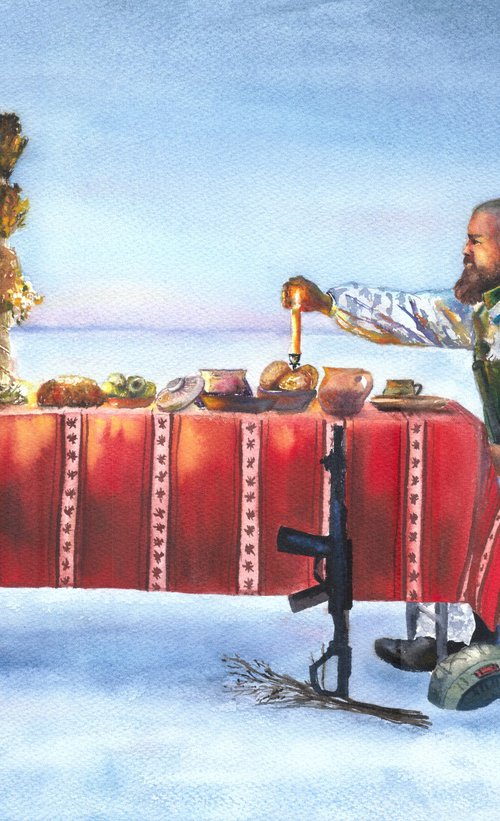 Christmas Light in the Winter Field by Maryna Boiko