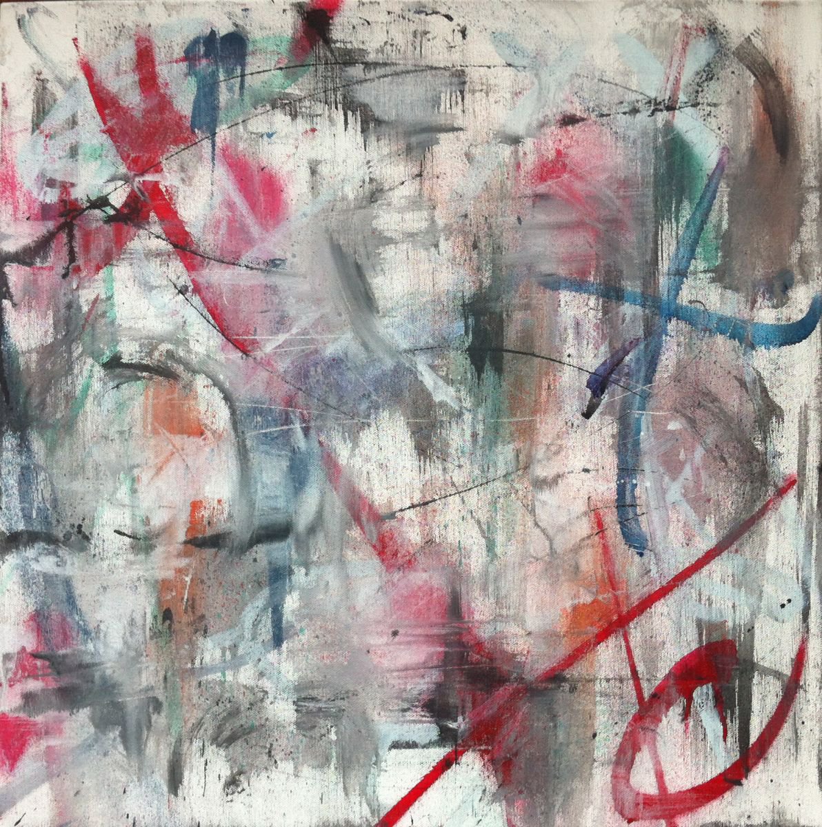 Abstract Painting By The Most Active, 20 X 20", The Devil Comes, Original Artwork