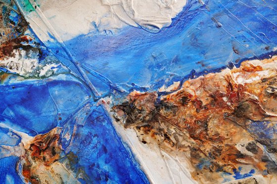 Outback Blue 240cm x 100cm Textured Abstract Art